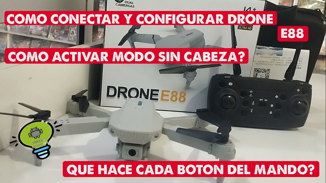DRON E88 CONECTAR Y CONFIGURARLO (como funciona cada boton del mando)USARLO POR PRIMERA VEZ.- 2025-