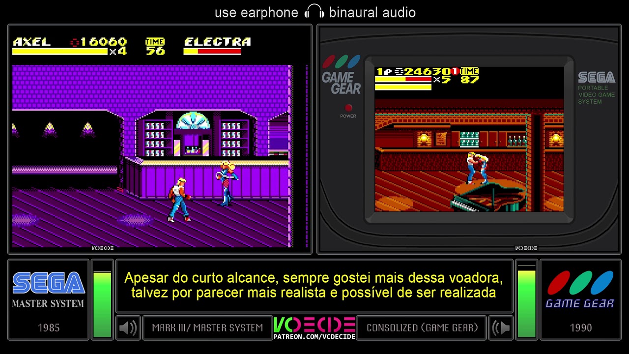 Streets of Rage 2 (Master System vs Game Gear) Side by Side Comparison
