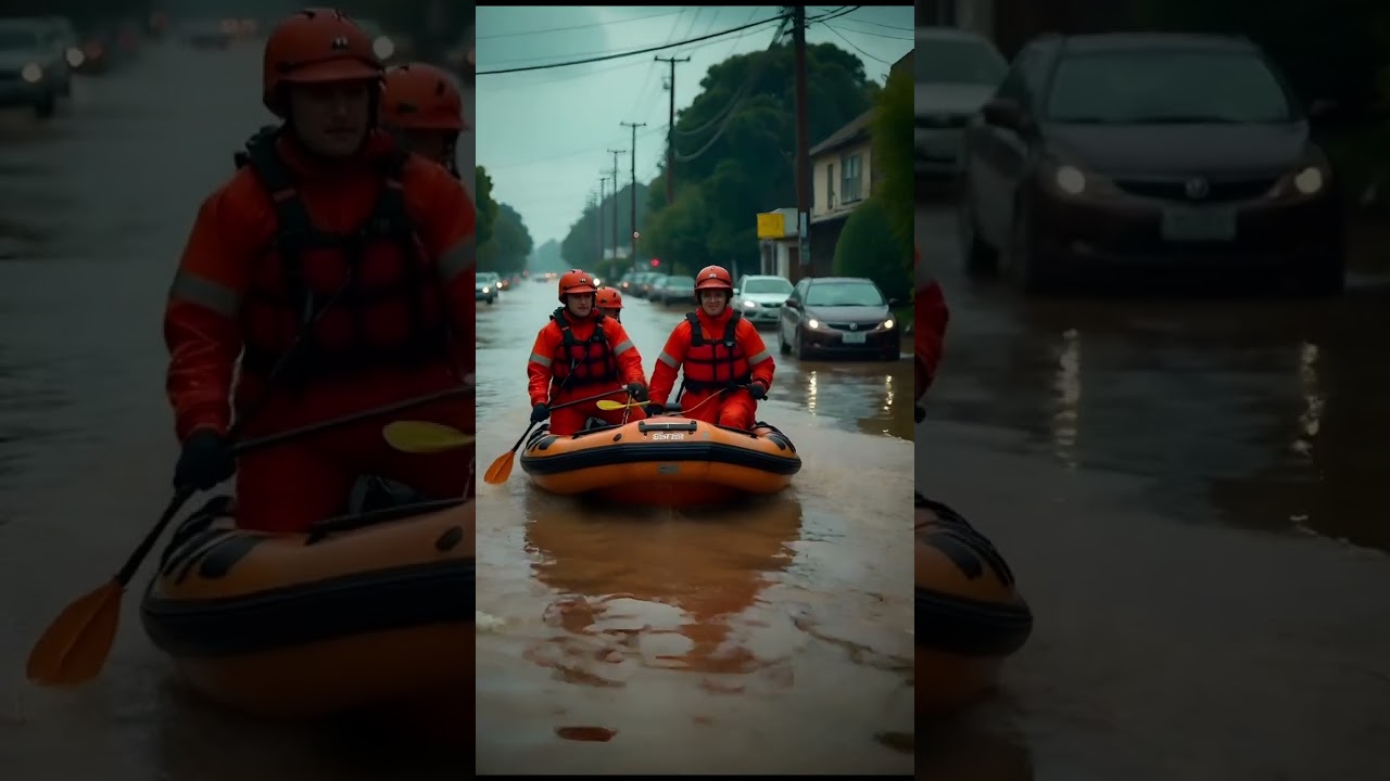 Rescue Teams Patrol Flooded Streets in Ongoing Emergency