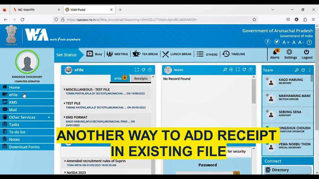 eOffice Tutorials - Attachment of RECEIPT to file in other way in efile ver 7.3.4
