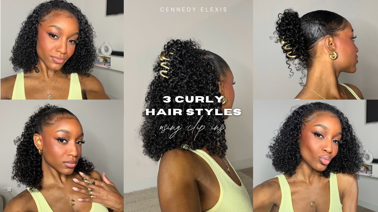 3 easy curly hair styles using curl clip ins | ft Curls Queen