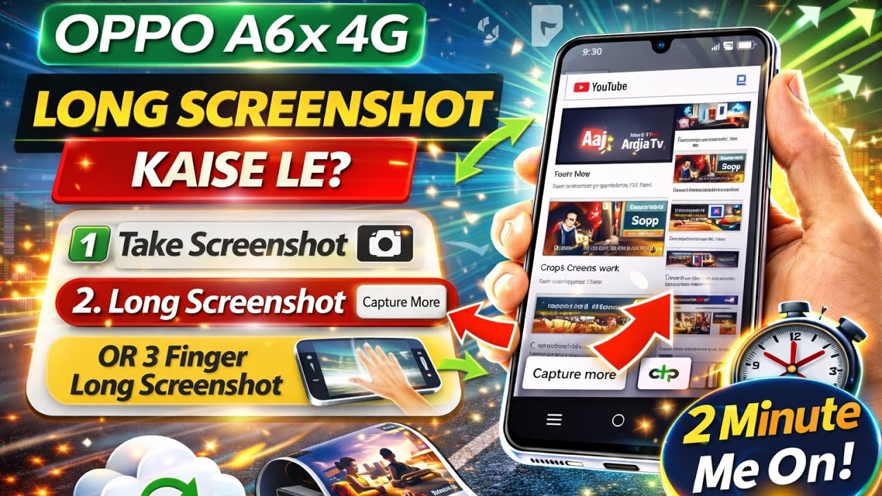Oppo A6X 4G me long screenshot kaise Le|| how to take long screenshot on Oppo A6X 4G ||