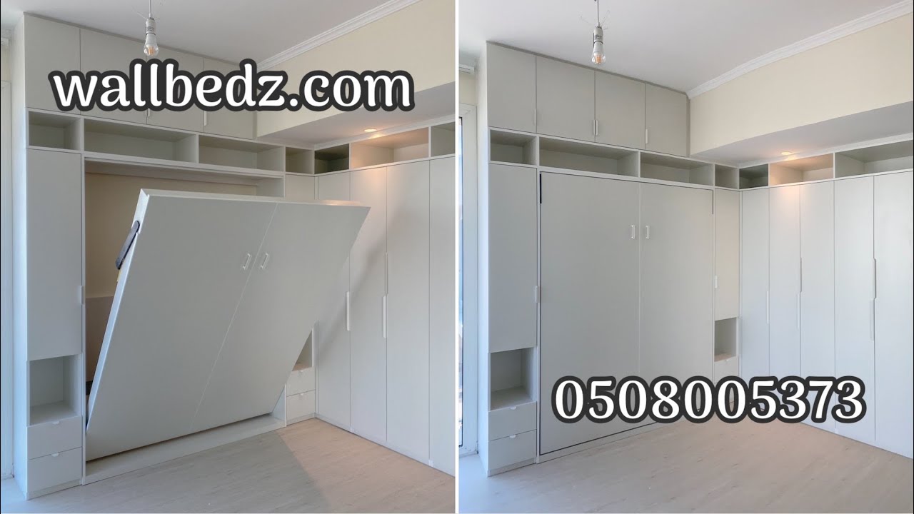 Amazing Spacious Murphy Wall Bed With Cupboards, Shelves & Drawers in Dubai | Custom Made Furniture