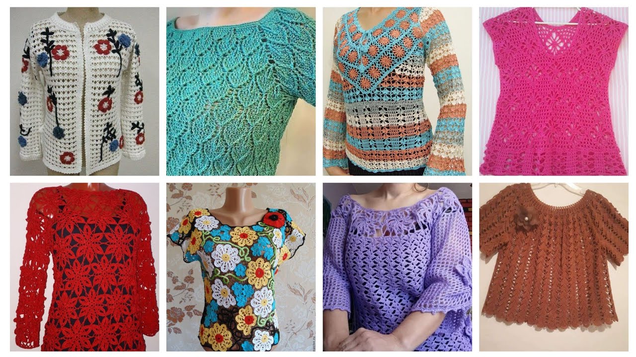 100+ Attractive & stylish crochet Top blouse Designs/crochet blouse Designs for jacket/sarees &Frock