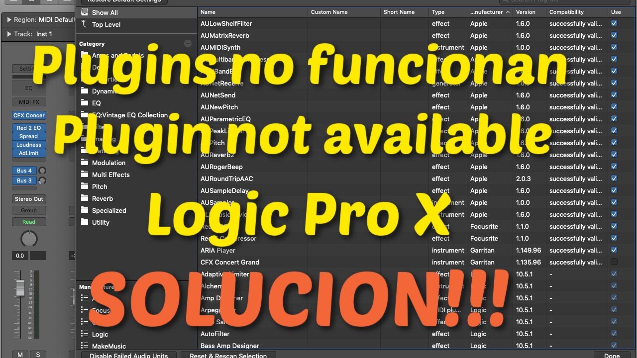 Plugins no funcionan en Logic Pro X Tutorial en Español