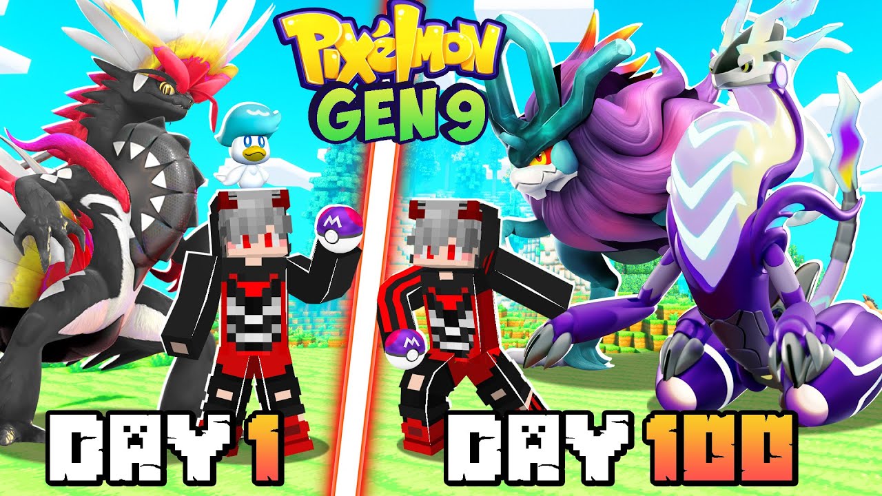 2 CÁ Tóm Tắt 100 Ngày Pixelmon GEN 9 Trong Minecraft Siêu Khó