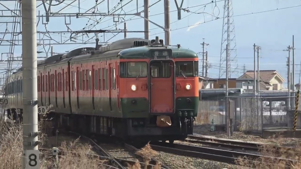 令和8年3月のダイヤ改正後も、しなの鉄道115系6両普通列車は継続運行された、平日初日は「新長野色」と「湘南色」の、しなの鉄道北しなの線直通、しなの鉄道115系6両普通列車。