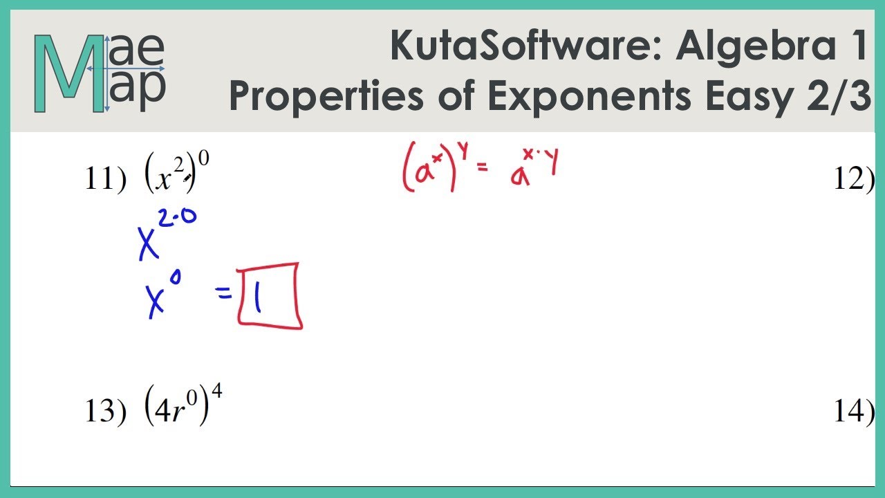 KutaSoftware: Алгебра 1 — Свойства степеней, лёгкая часть 2