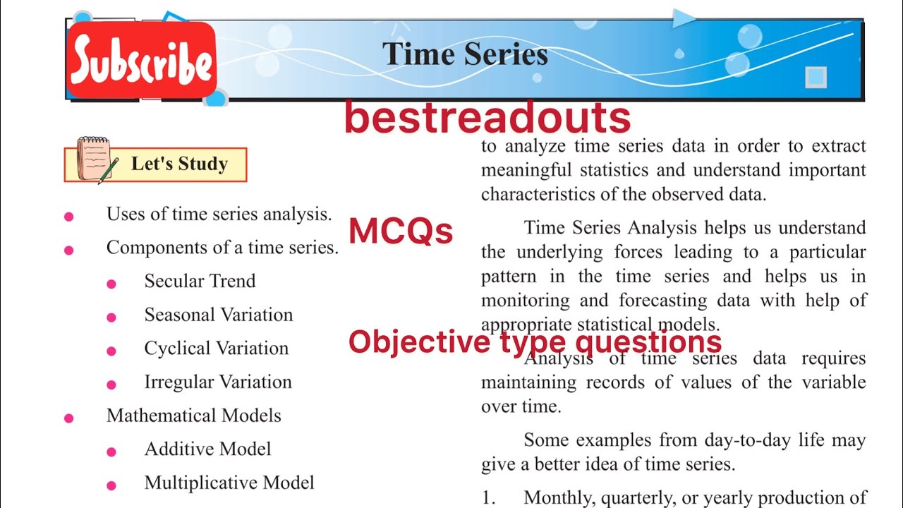 Time Series  Analysis - MCQs or objective type questions solved