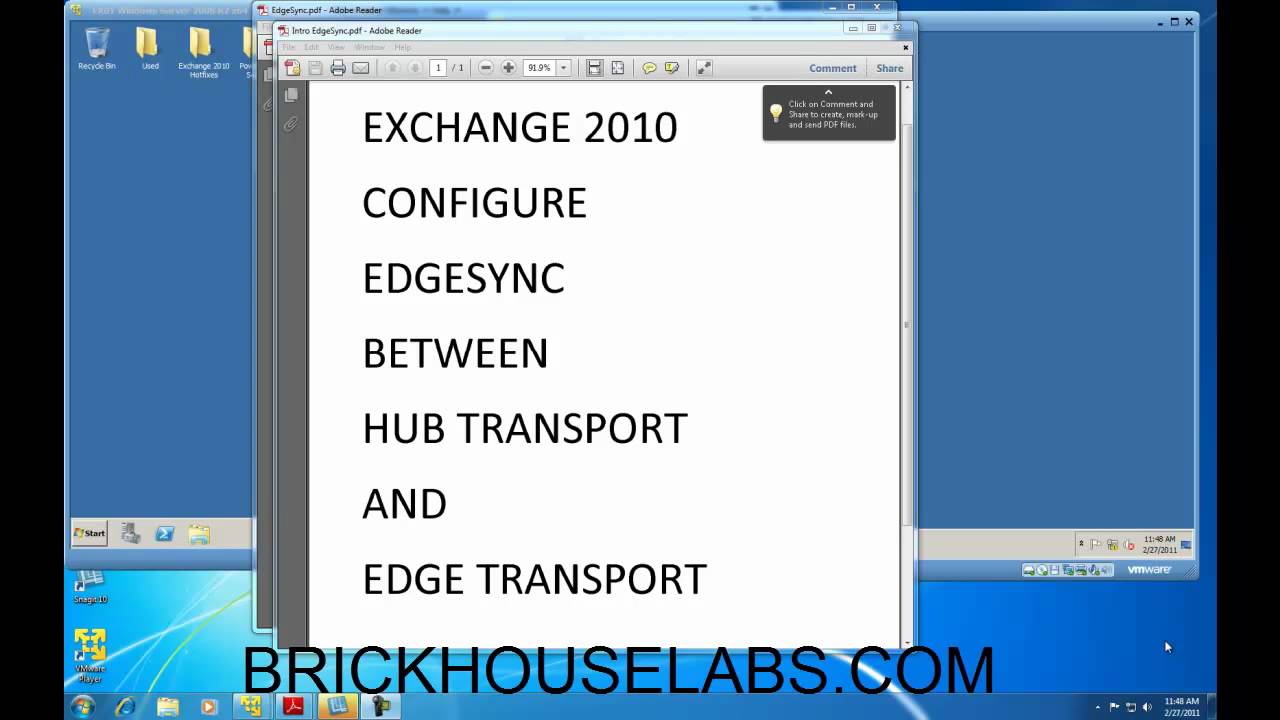 Exchange 2010 EdgeSync Edge Transport Subscription