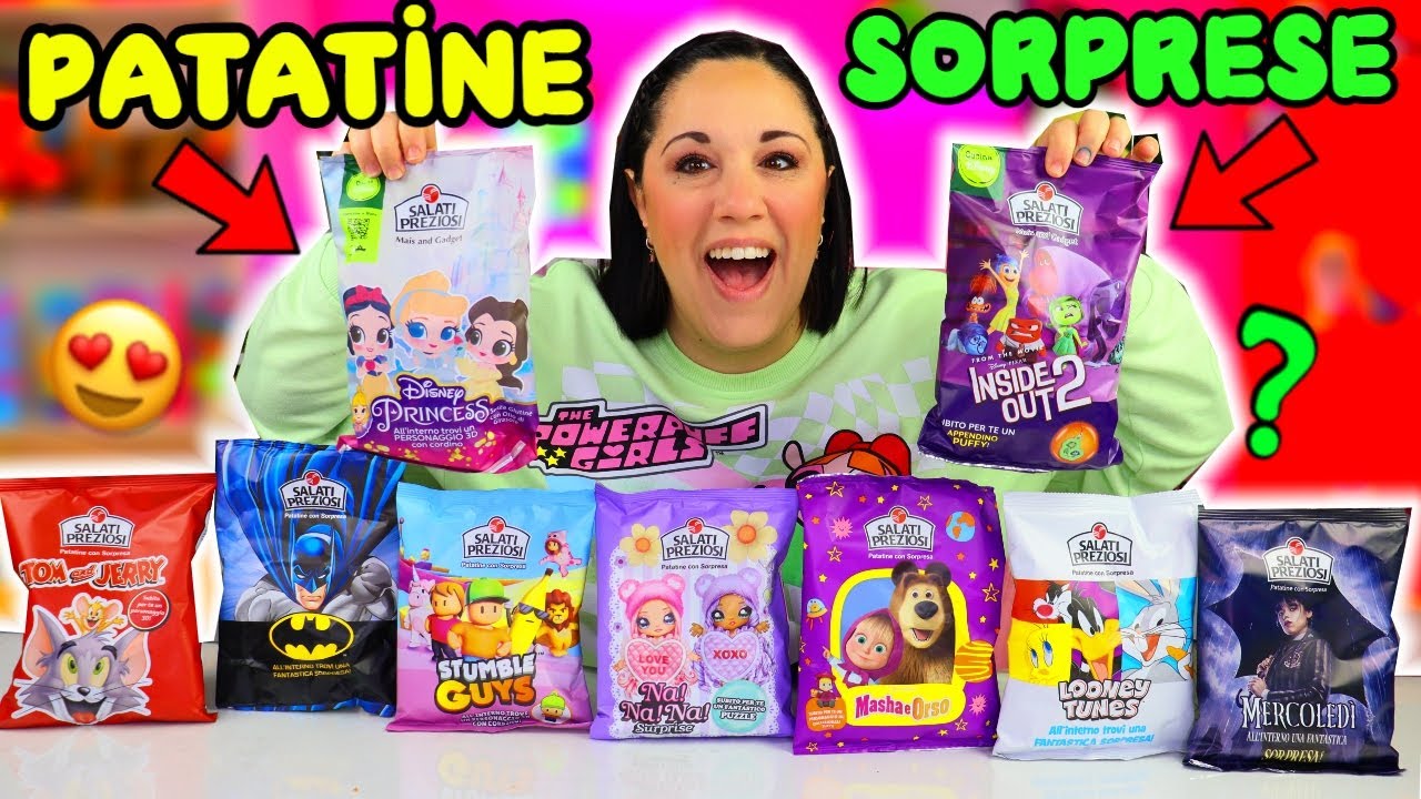 Apro 9 BUSTE DI PATATINE CON SORPRESE!