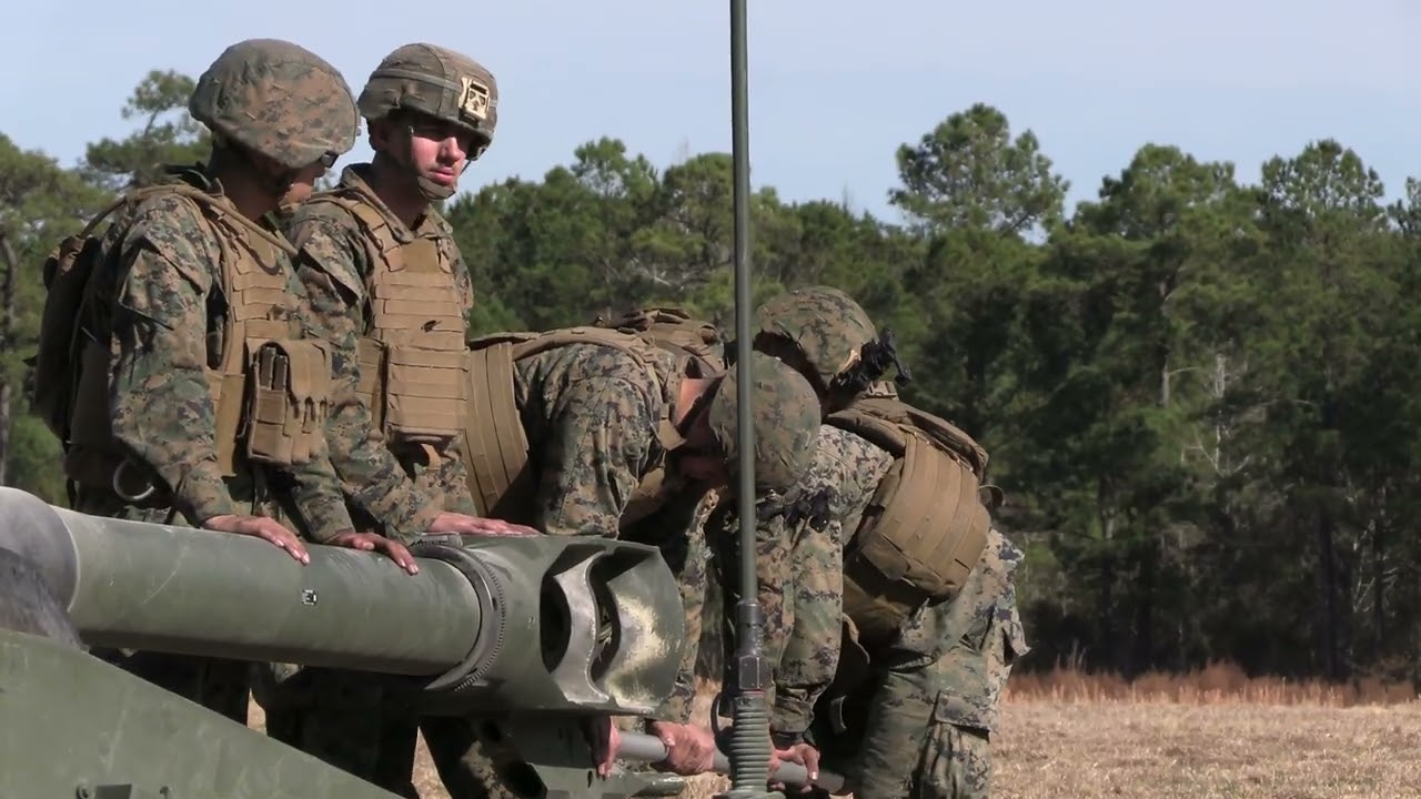 U.S. Marines with 2d Battalion, 10th Marine Regiment, 2d Marine Division, conduct an artillery range