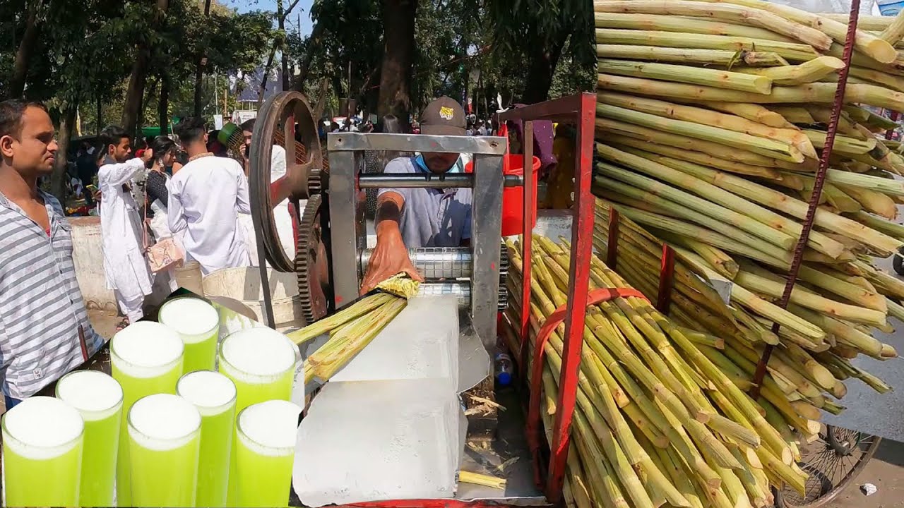 SUGARCANE JUICE | Big Ice with Sugar Juice Summer Fresh Healthy Food! Summer Special Drinks! Bd Food