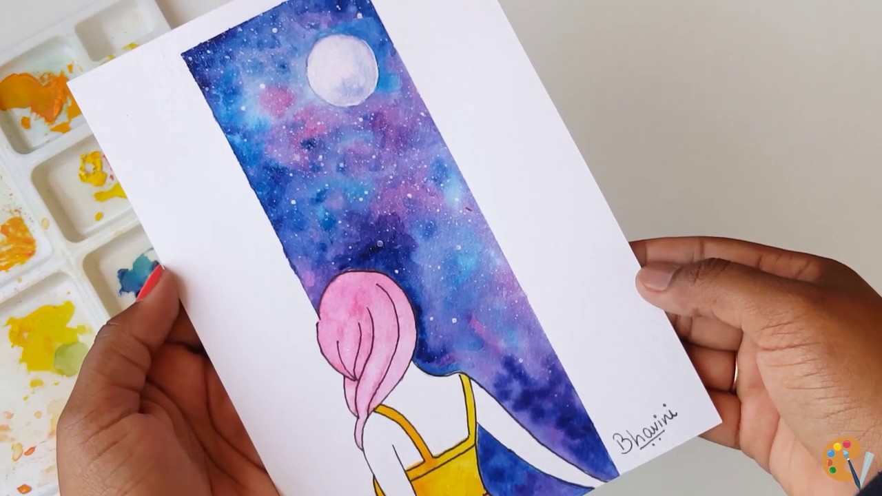 Moon Child | Simple Watercolor Painting | Step By Step Tutorial For Beginners | CRAFTING WITH VINI