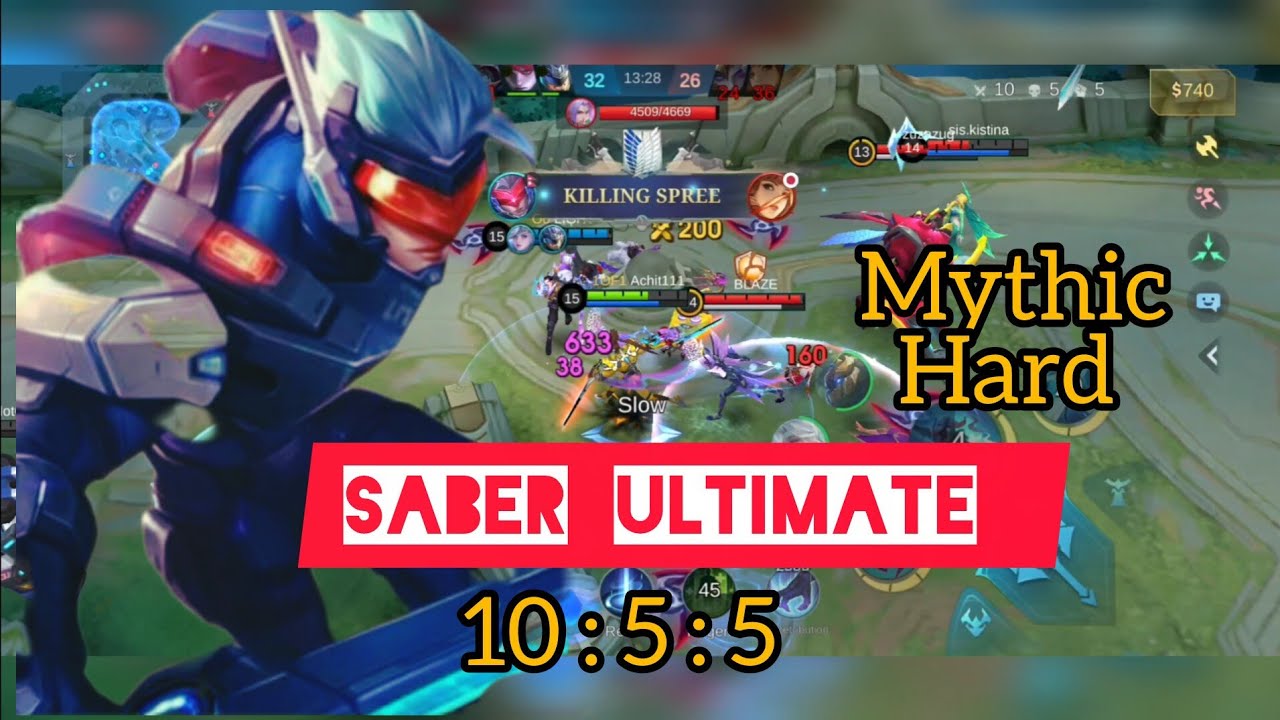 ⚔️ SABER FULL GAMEPLAY | ONE COMBO = ONE KILL ⚔️ |Global Mythic rank Hard match #mythic#mobilelegend
