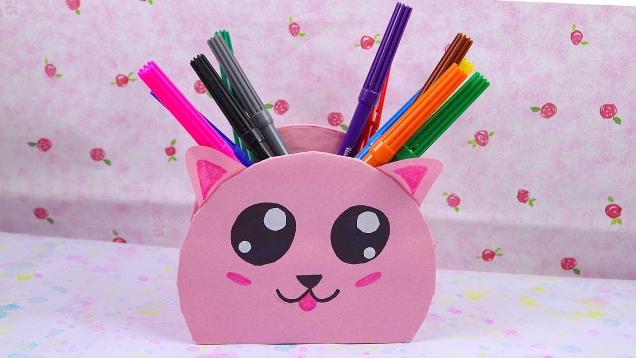 DIY Recycled CD Kawaii Pen Holder - Best Out of Waste Easy Craft Ideas.