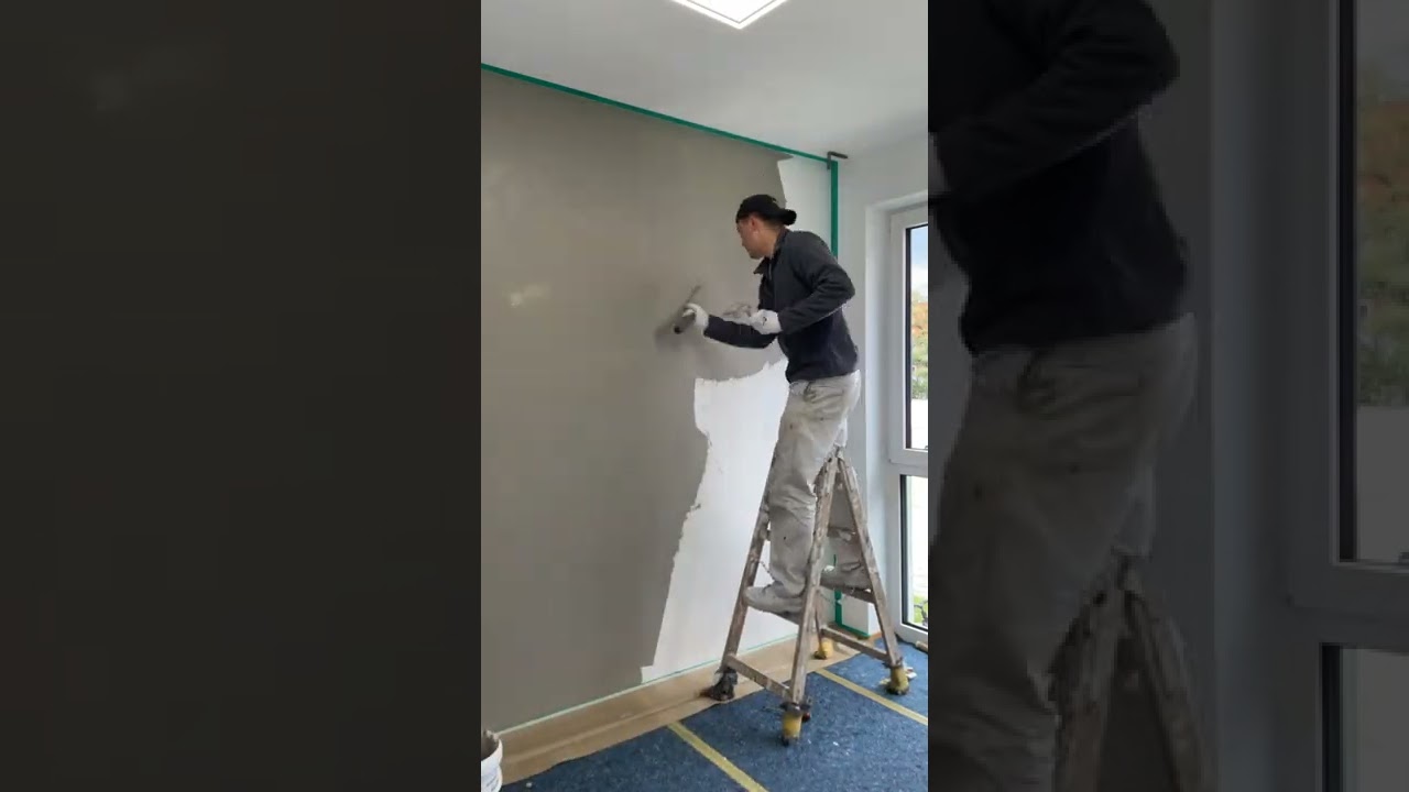 Diese Wand wird in Betonoptik gespachtelt
