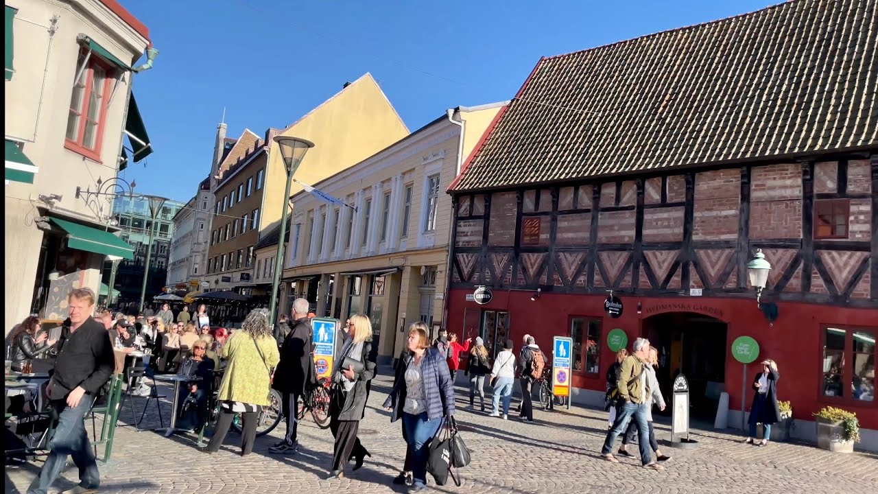Sweden Walks: Malm&ouml; charming square &ldquo;Lilla Torg&rdquo; and surrounding area. Street life experience in 4K.