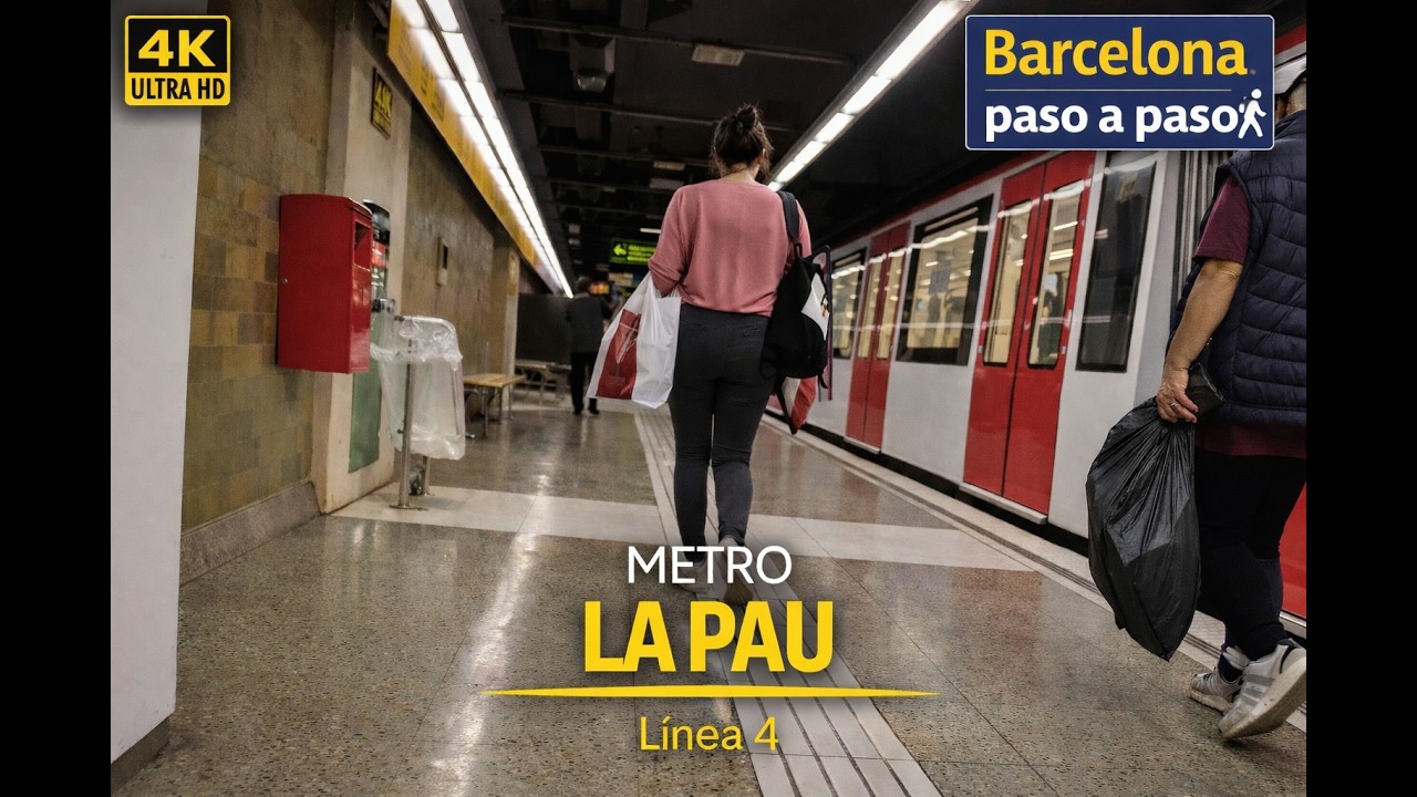 Metro La Pau  L 4 | Barcelona en metro | Paseos por Barcelona 4K | España