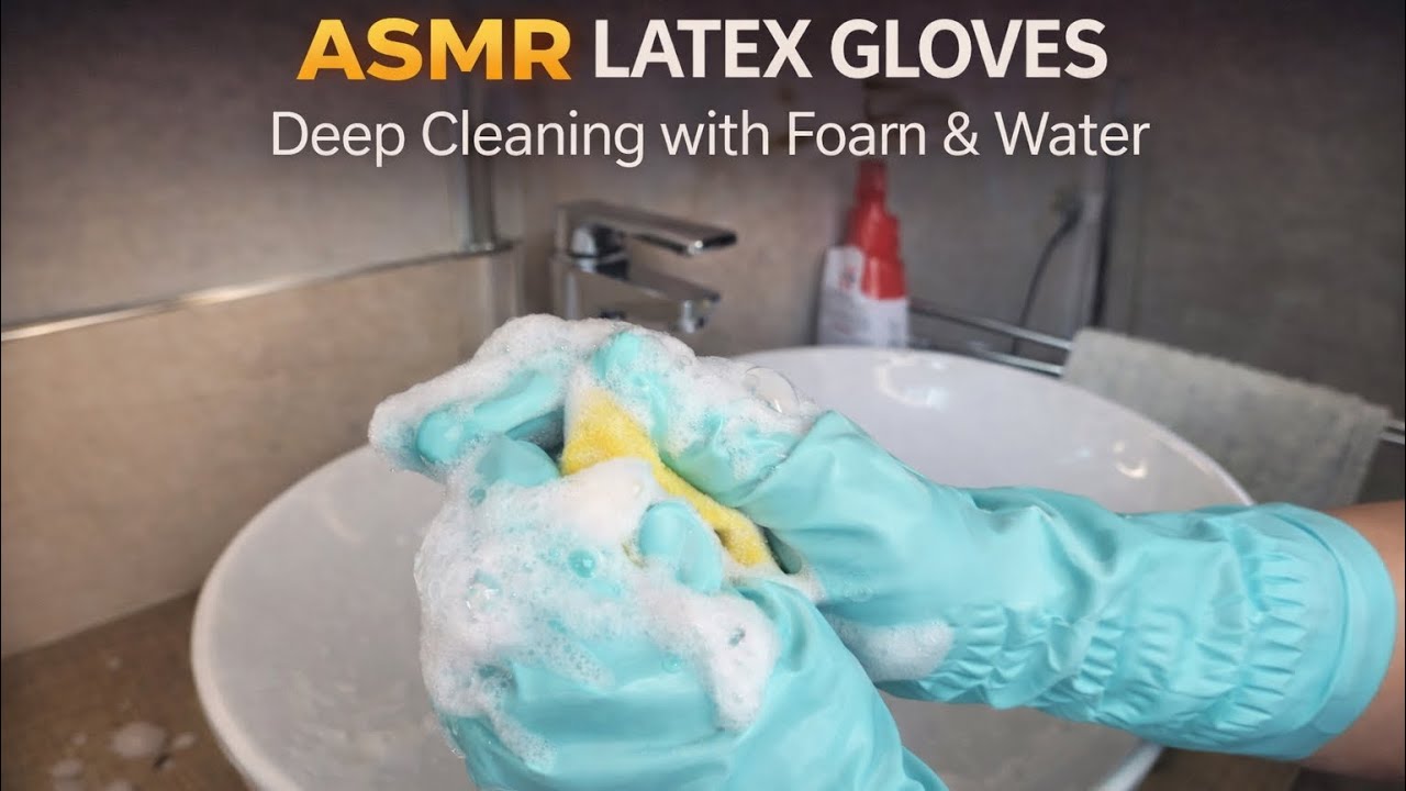 💦 ASMR Latex Gloves • Deep Cleaning with Foam & Water • Bathroom Sounds 🧤✨