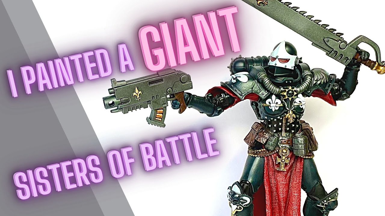 How I painted a GIANT Adepta Sororitas Sisters of Battle!!! McFarlane action figure - EASIEST BLACK