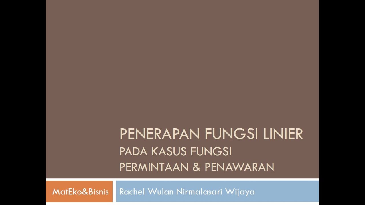 [Matematika Ekonomi] Keseimbangan Pasar (Penerapan Fungsi Linier)