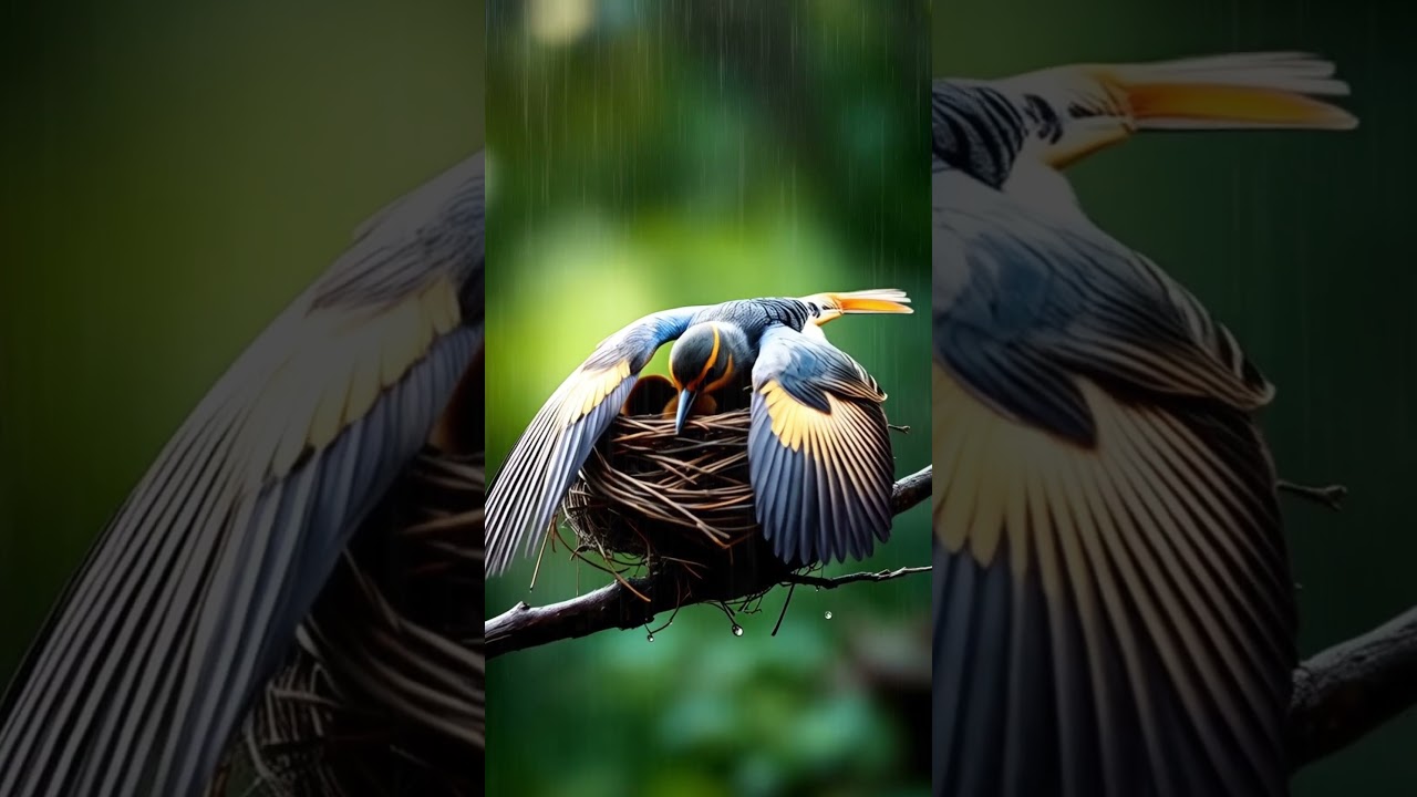 A Mothers Love: Shielding Her Chicks From The Rain 