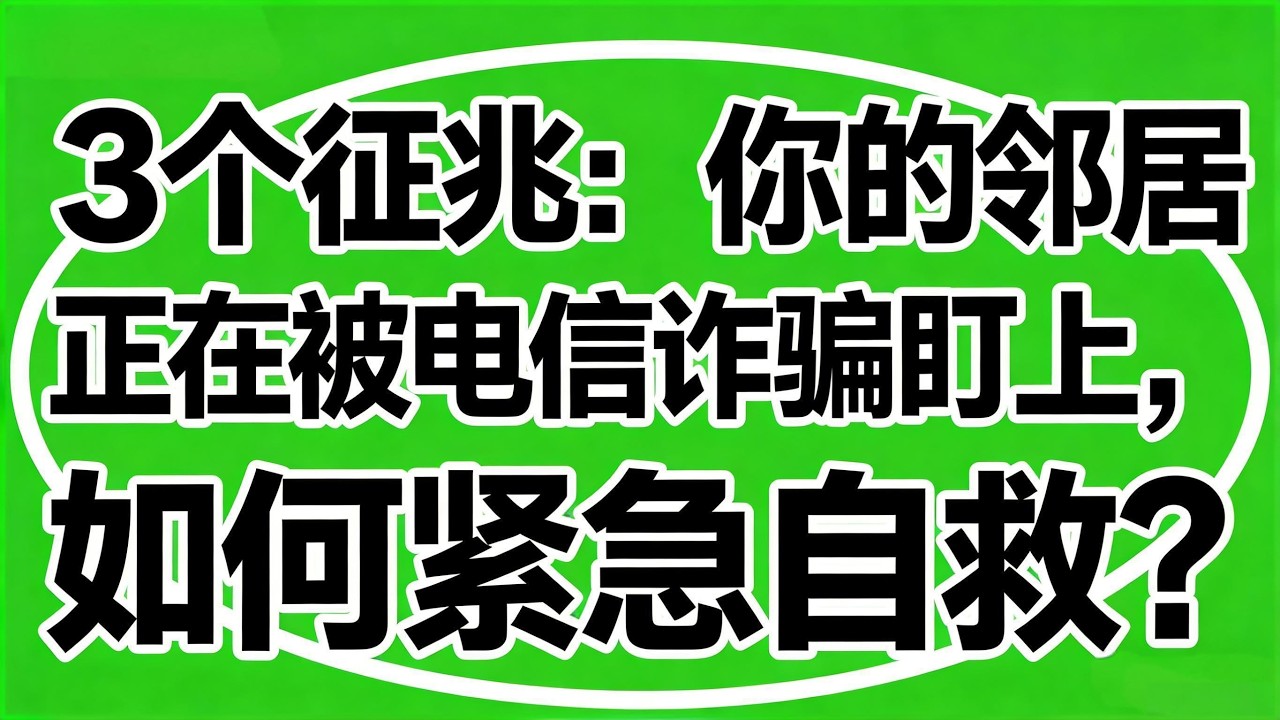3个征兆：你的邻居正在被电信诈骗盯上，如何紧急自救？