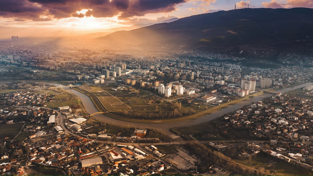Skopje The Capital from above 4k aerial footage.