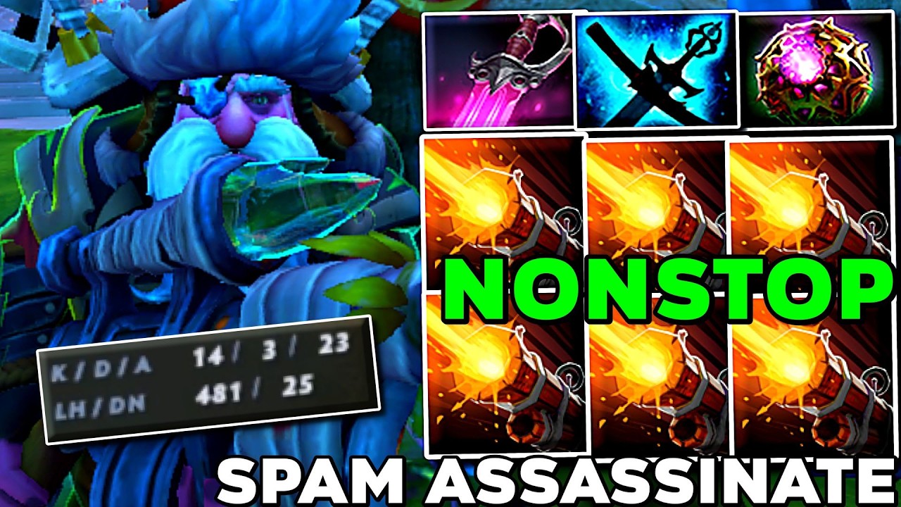 Nonstop Spam Assassinate with SCEPTER Sniper Midlane Imba Build - Dota 2 Pro Ranked Gameplay