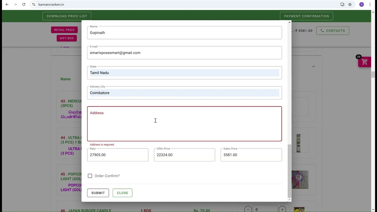 Kannan Crackers How to order & Confirm Your Payment on Kannan Crackers