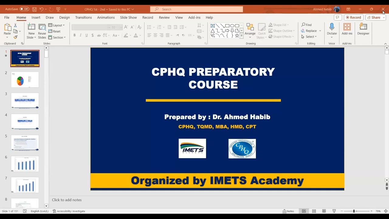 الكورس التحضيري لامتحان CPHQ   Certified Professional In Healthcare Quality
