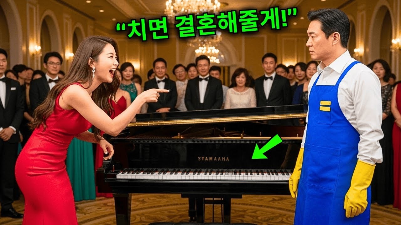 이 피아노 치면 너랑 결혼하겠다!  며 청소부를 깔보던 여백만장자는, 그의 재능에 모두가 놀랐다