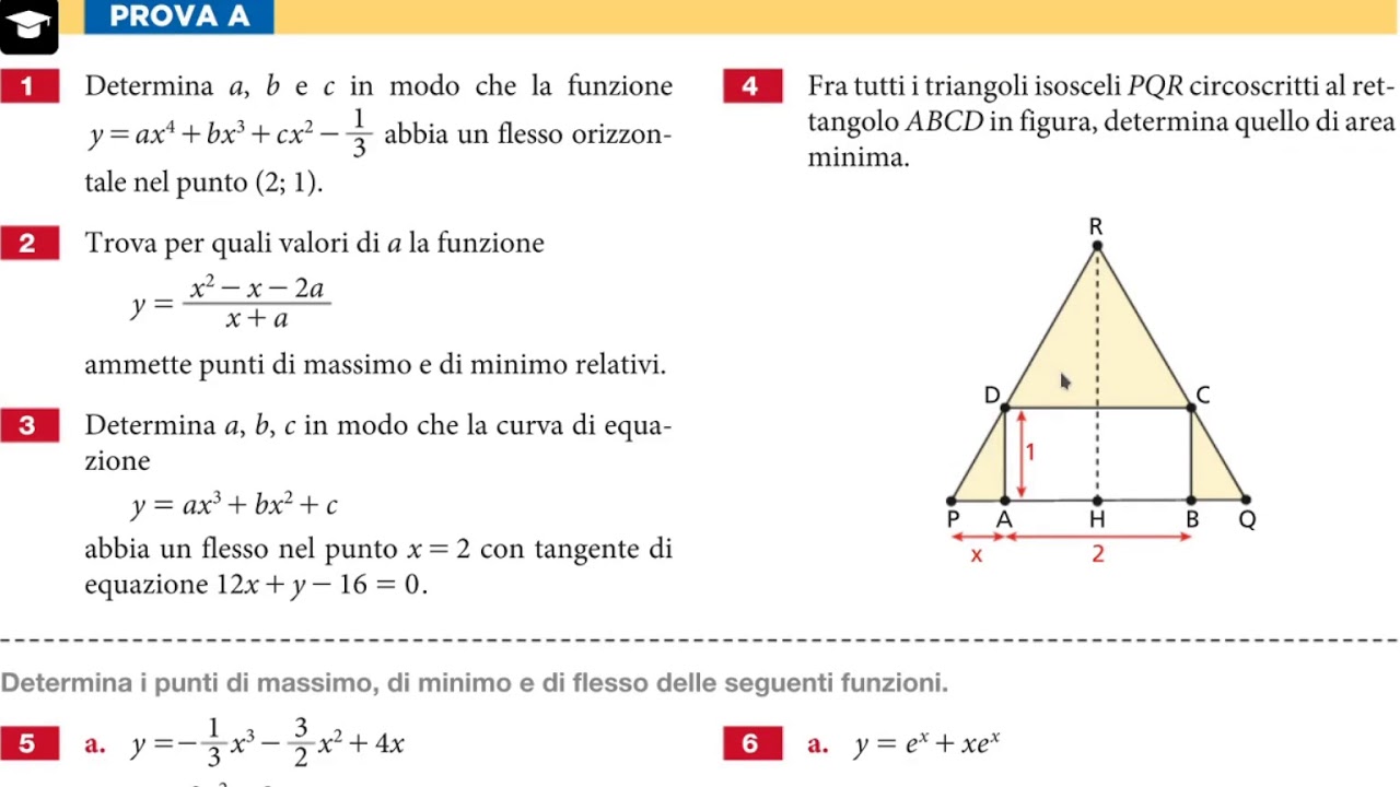 MATEMATICA: In diretta con la 5A, problemi parametrici sui flessi e problemi  di ottimizzazione.
