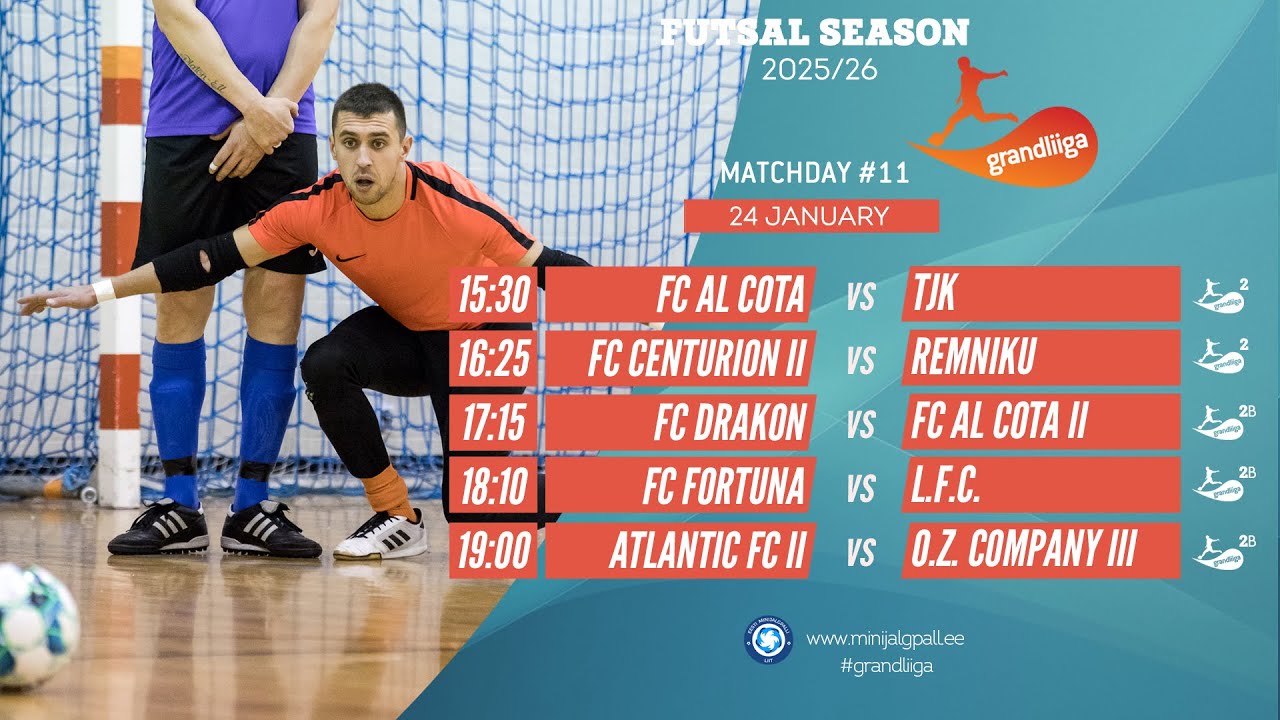 Grandliiga 2 & 2B Futsal 2025/26 (live stream) 24-Jan-26