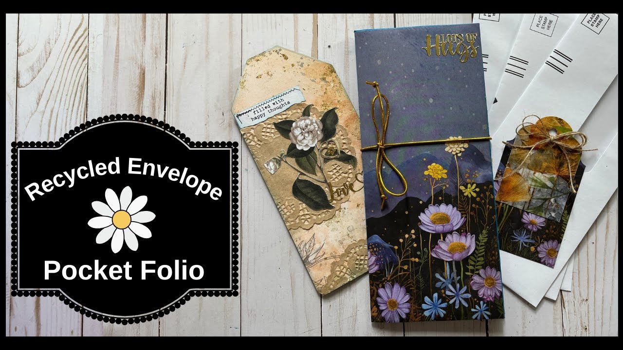 🌼 Easy Recycled Envelope Pocket Folio Tutorial (Giveaway Ended) #junkmailenvelope