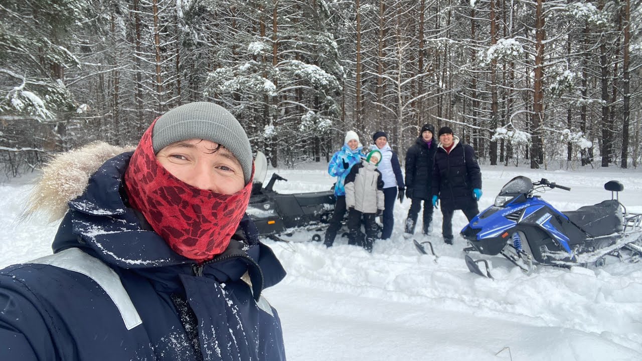 Выезд на миниснегоходе Sharmax и снегоходе Yamaha. Все плюсы миника в видео))