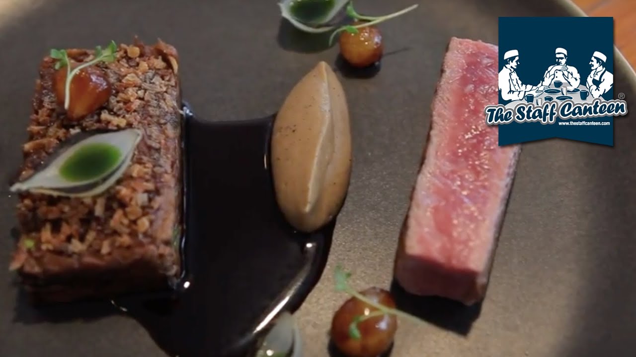 Te Mana Lamb fillet and shredded lamb shoulder with miso, aubergine and onions recipe