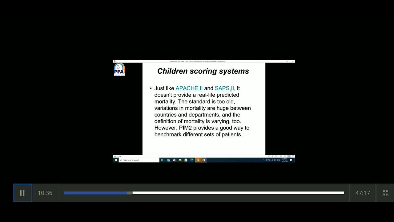 Scoring system in ICU
