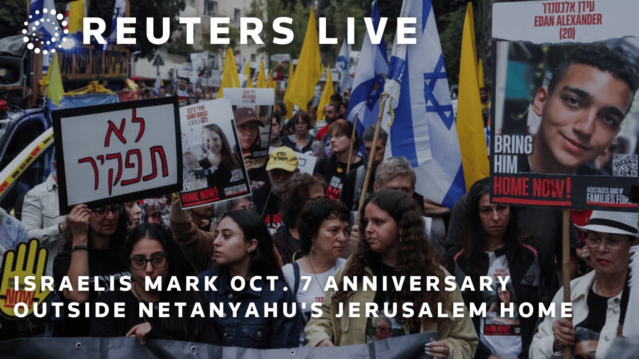 LIVE: Israelis mark Oct. 7 anniversary with sirens outside Netanyahu's Jerusalem home | REUTERS