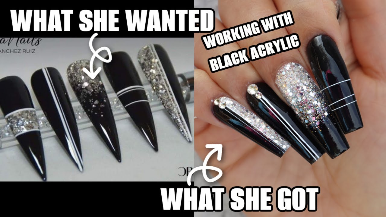 USING BLACK ACRYLIC FOR BEGINNERS  - NAIL TUTORIAL IN REAL TIME 2024