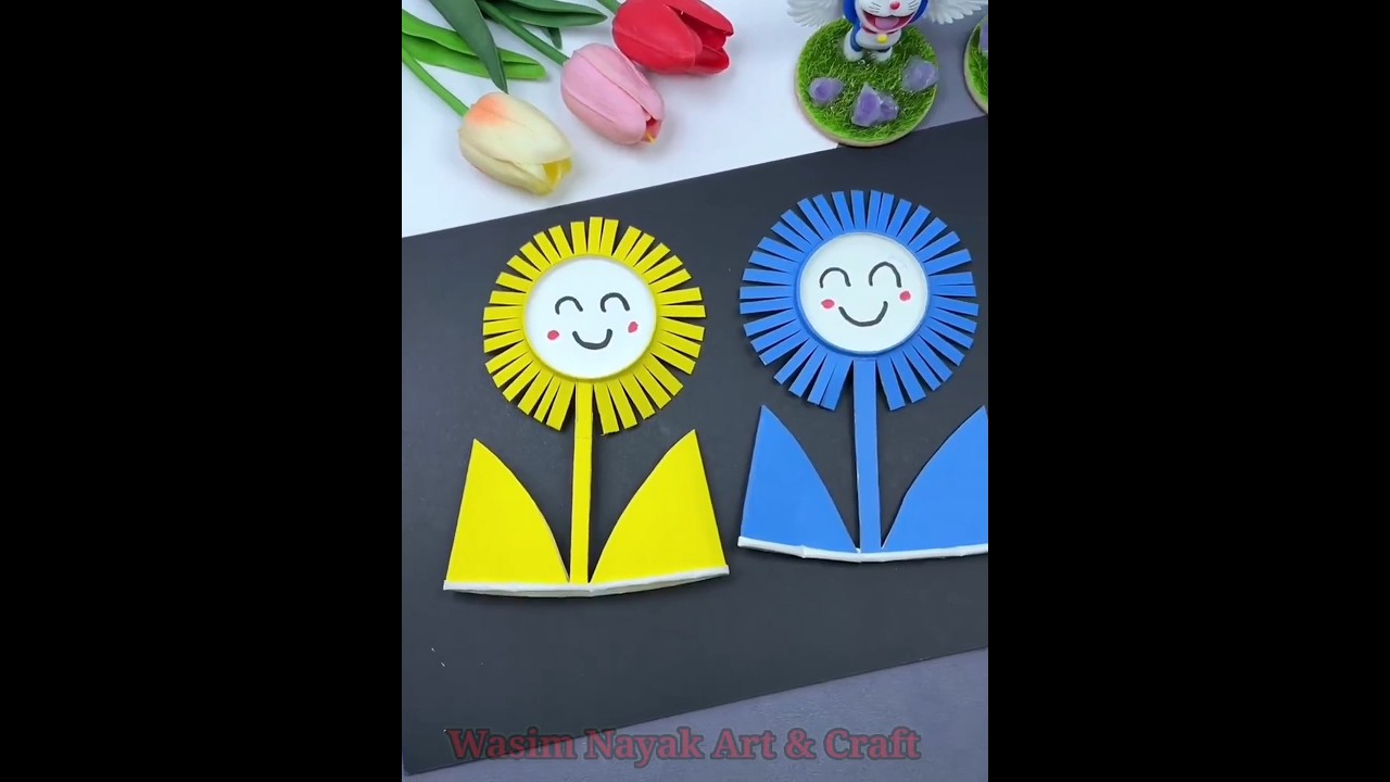 Easy Crafting flower ideas for kids -- Wasim Nayak Art & Craft #shorts #art #drawing #craft