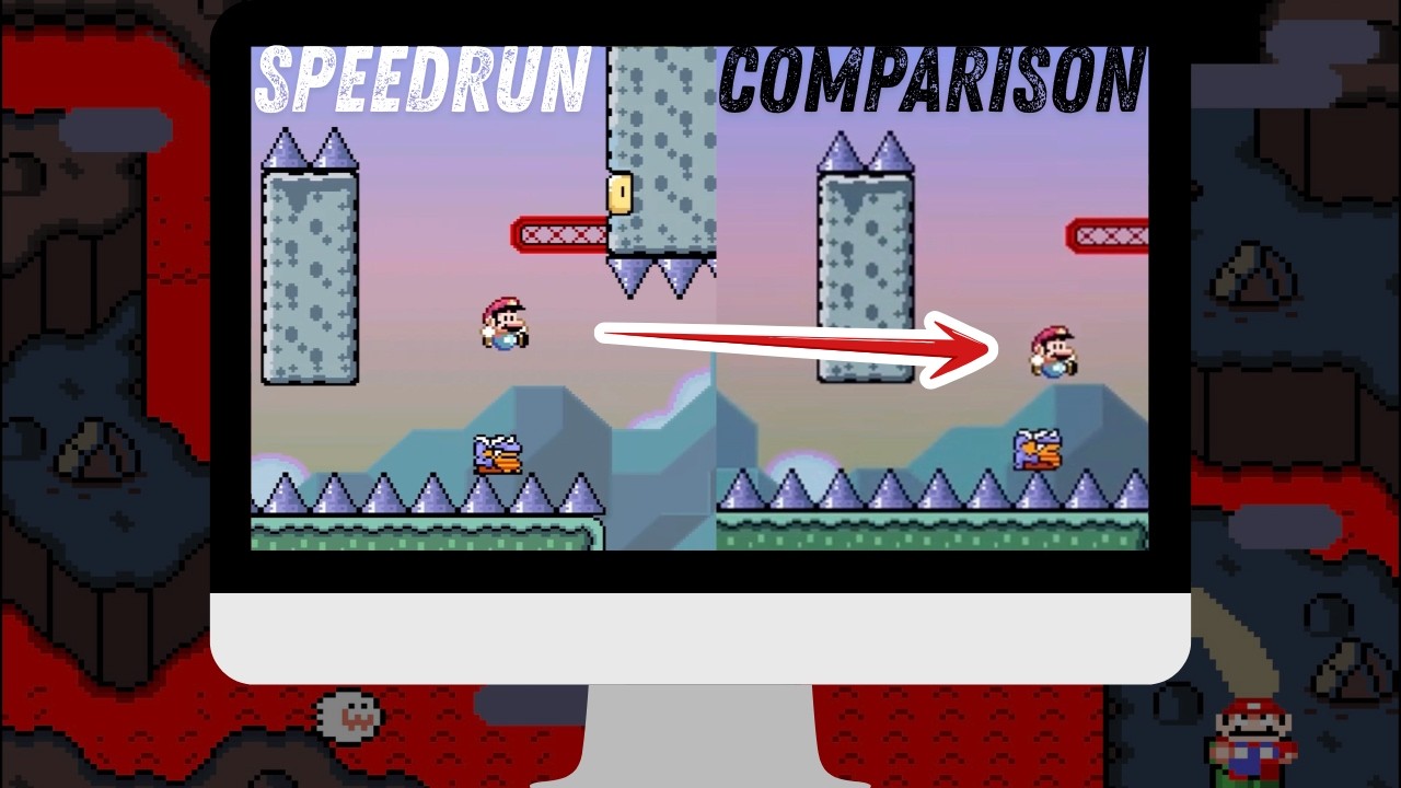 Comparing World Record Speedruns/Split Screen - Sauna Mario World