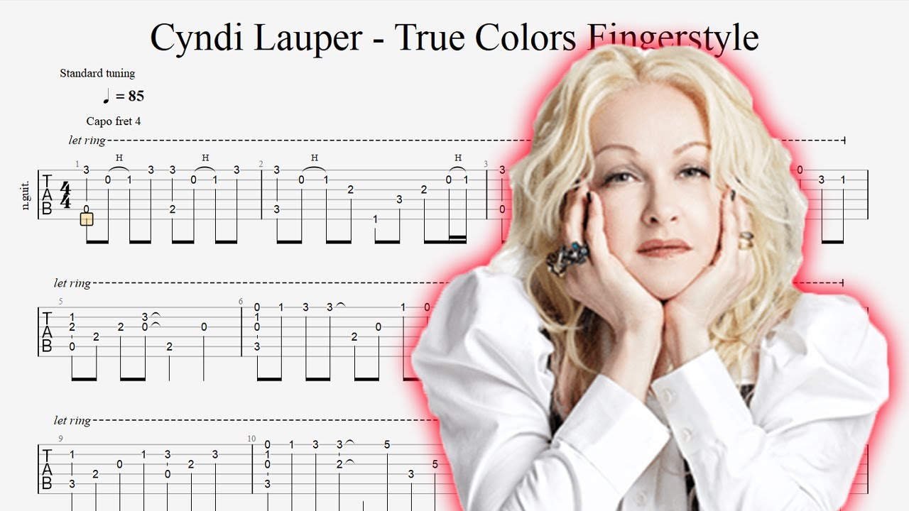 Cyndi Lauper - True Colors Fingerstyle Tabs | Guitar Pro 8
