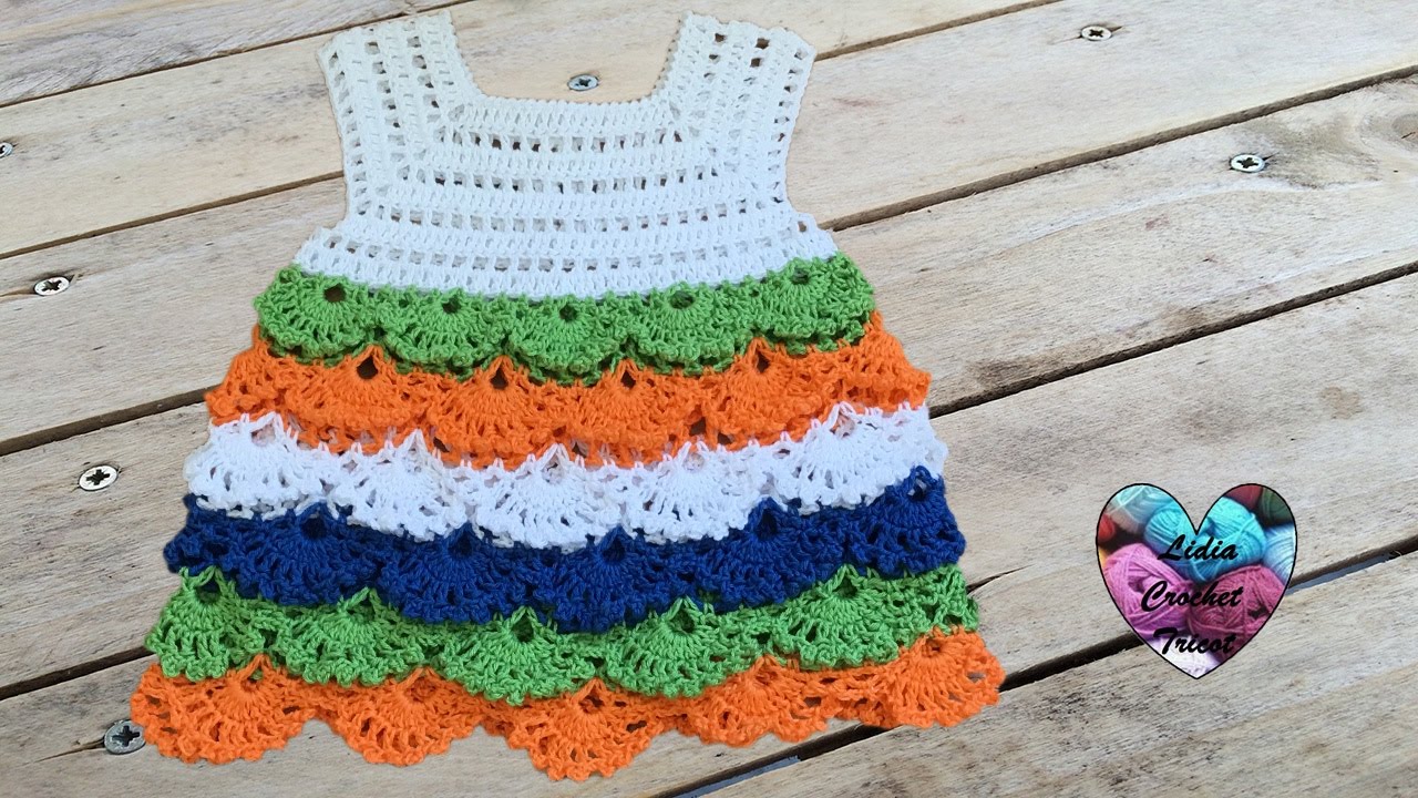 Robe multicolore crochet toutes tailles / Vestido tejido a crochet todas las tallas
