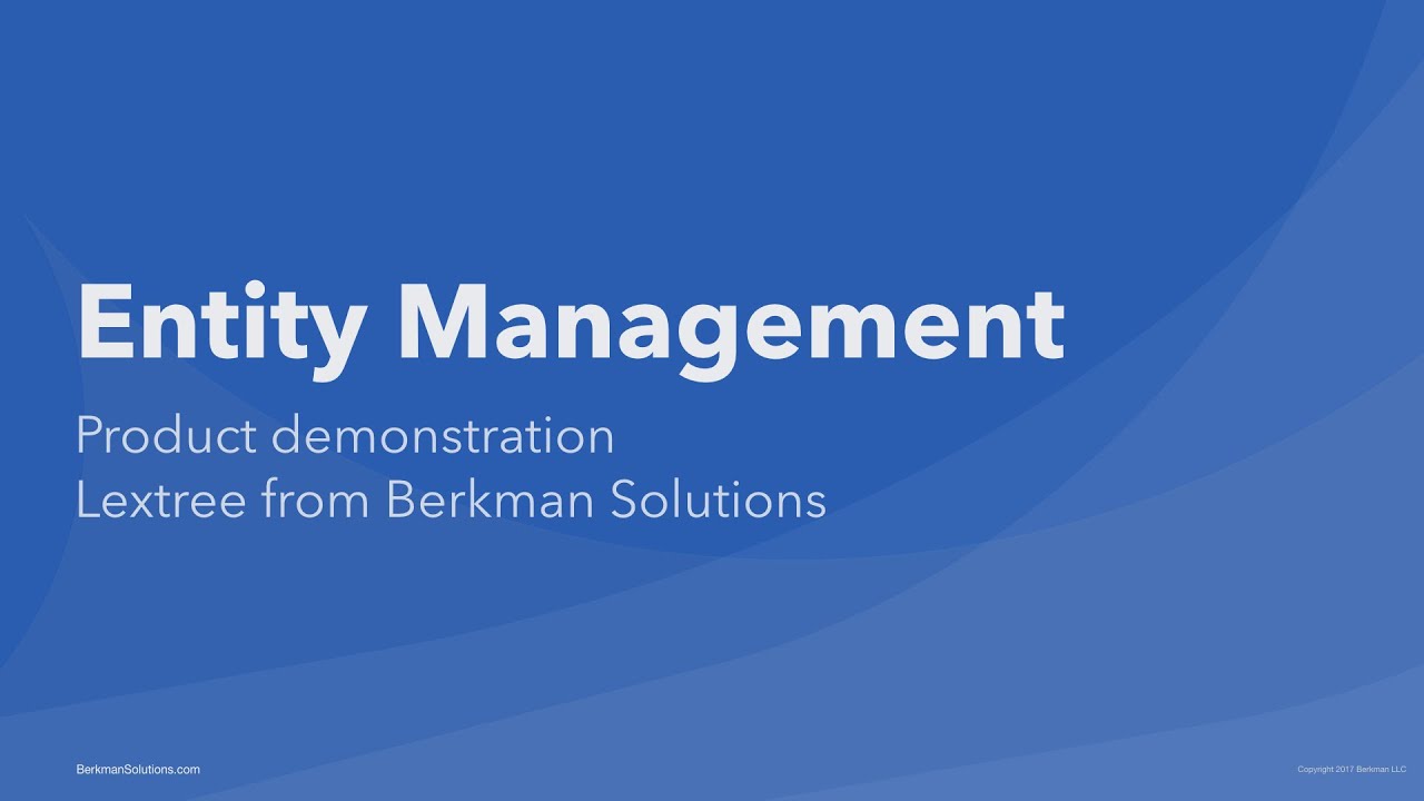 Lextree for Entity Management product demonstration.