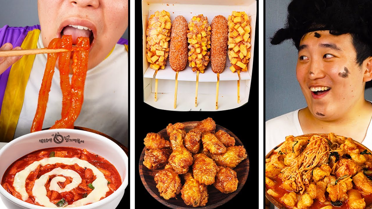 Курица в сотах и острый ттокпокки mukbang asmr звук еды