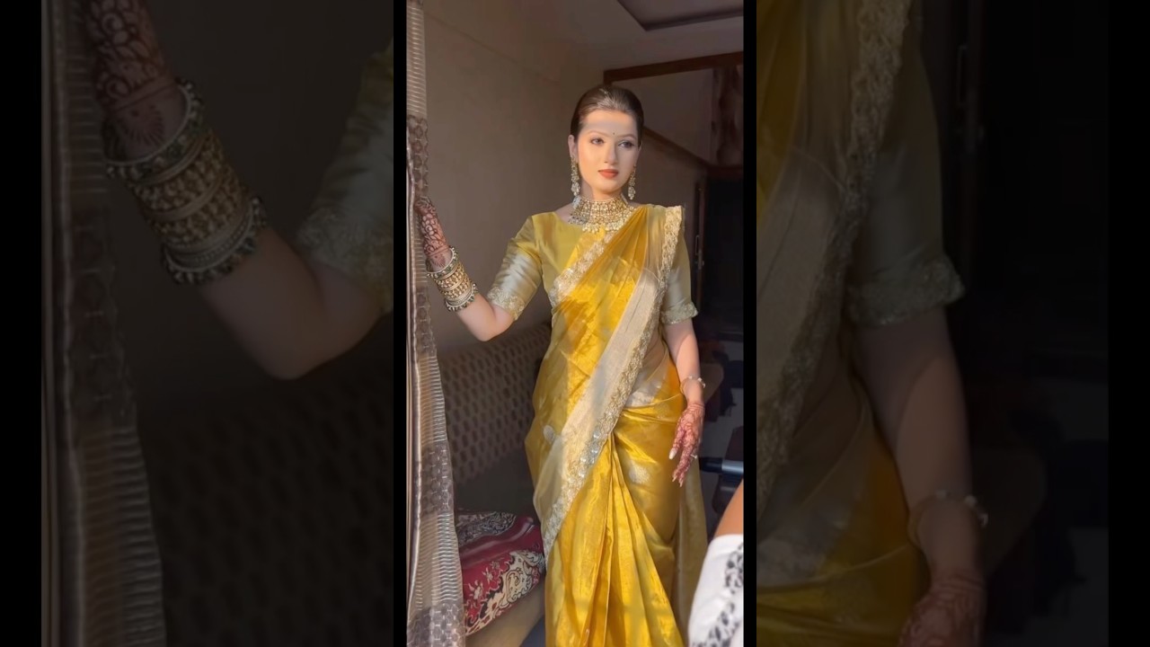 Yellow Saree Collection 🔥🔥Desi look in saree #sarees #sareelook #yellowsaree