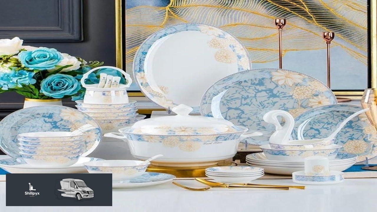 60 Piece Europe Bone China Tableware Sets Food Bowl Sushi Dishes Ramen