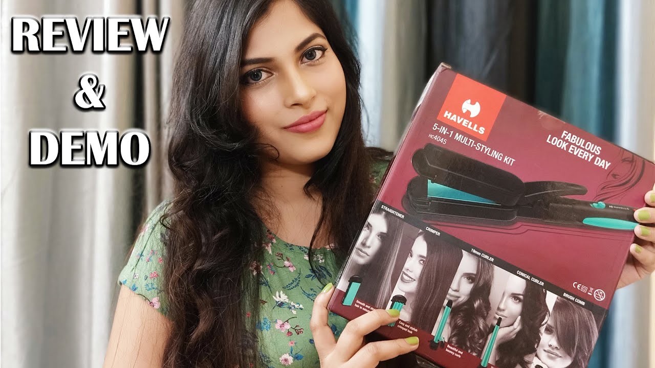 Havells HC4045 5 in 1 Multi Styling Kit Review & Demo, Straightener, Crimper, Curlor, RiamiTFG